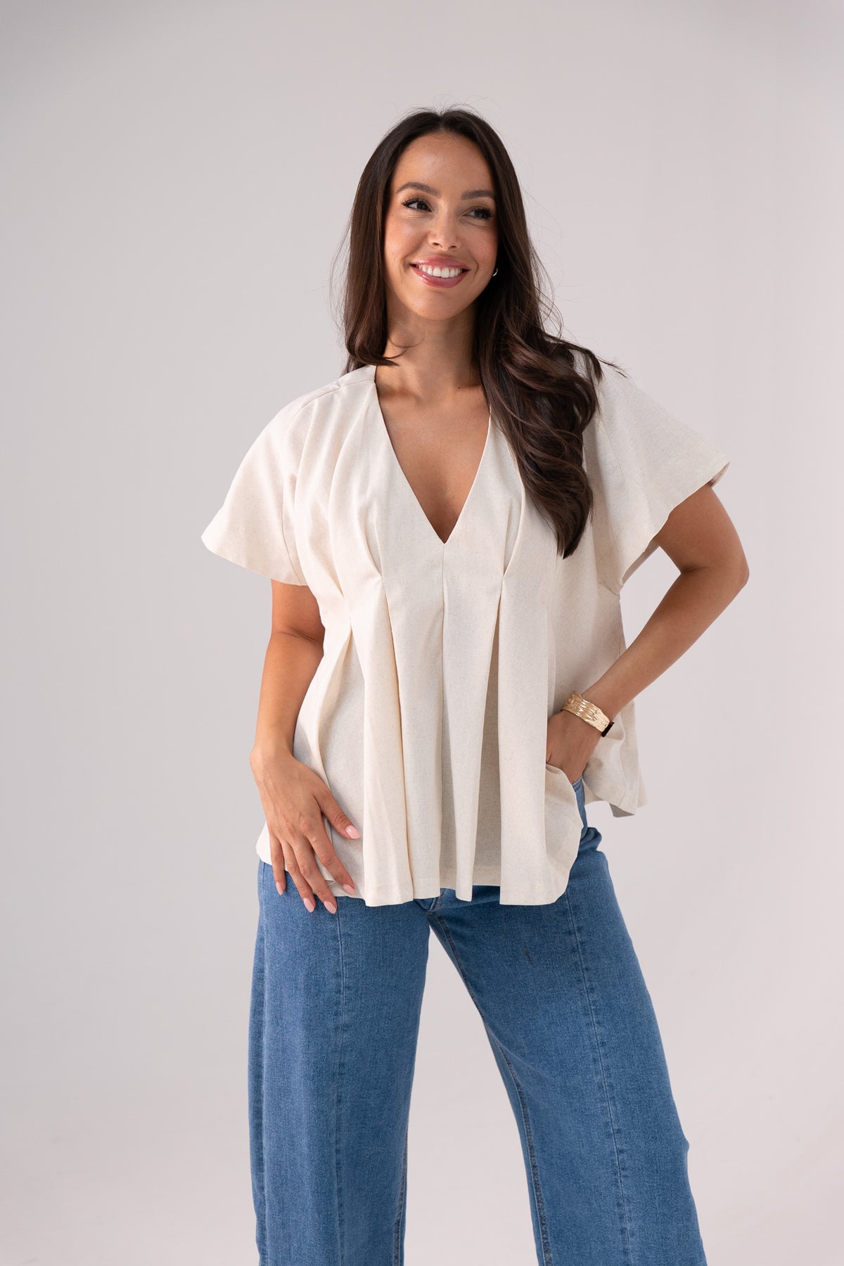 Paige Batwing Sleeve Top In Neutral