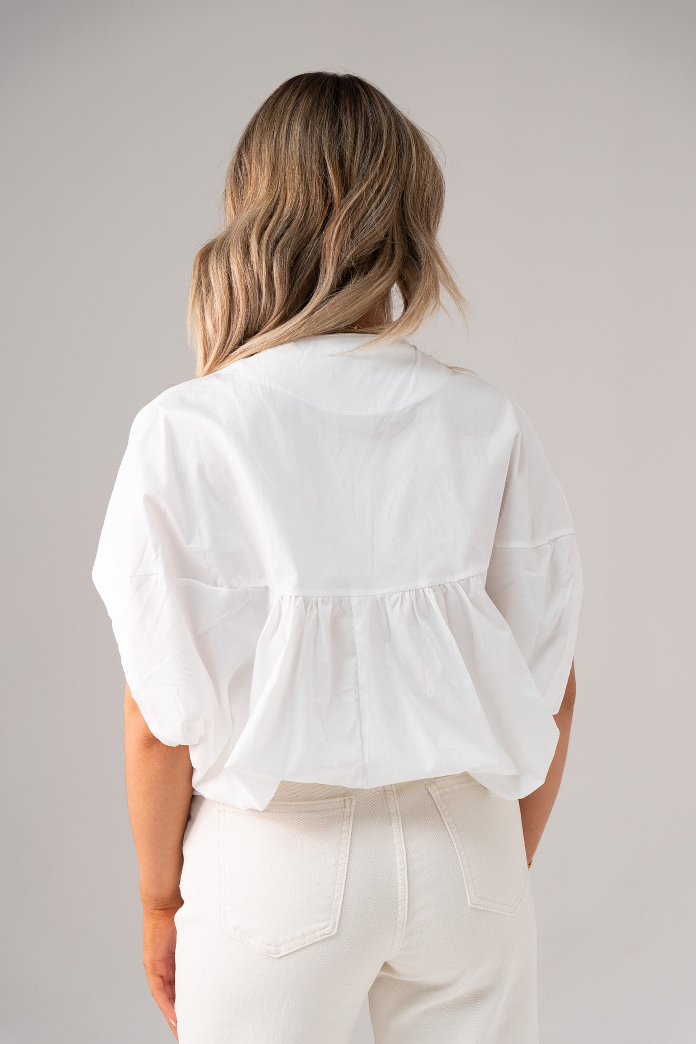 Paige Pleat Front Blouse In White