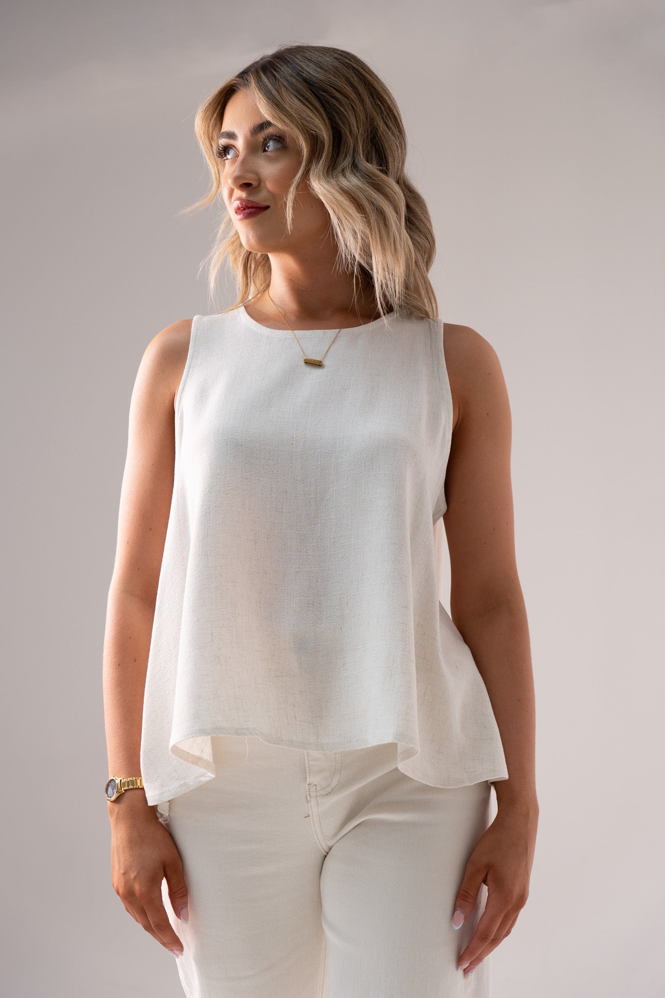 Paige Asymmetric Hem Top In Neutral