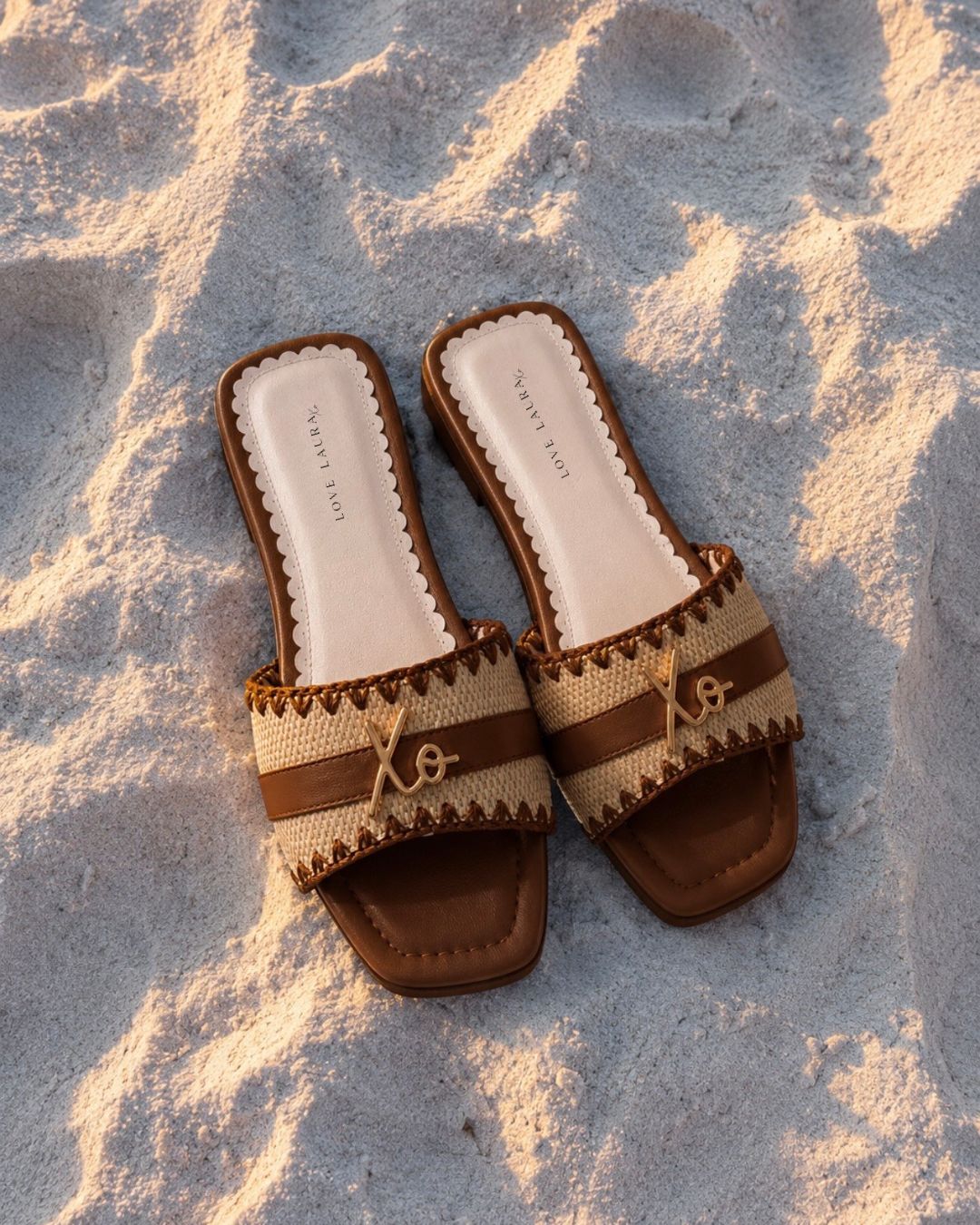 Love Laura Sliders In Tan