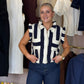 Holly Stripe Sleeveless Knit In Navy Mix