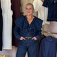 Cora Frill Collar Denim Shirt In Dark Wash