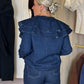 Cora Frill Collar Denim Shirt In Dark Wash