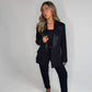 Love Laura Tuxedo Power Blazer In Black