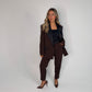 Love Laura Tuxedo Power Blazer In Chocolate