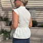 Kiera Mandarin Collar Peplum Top In White