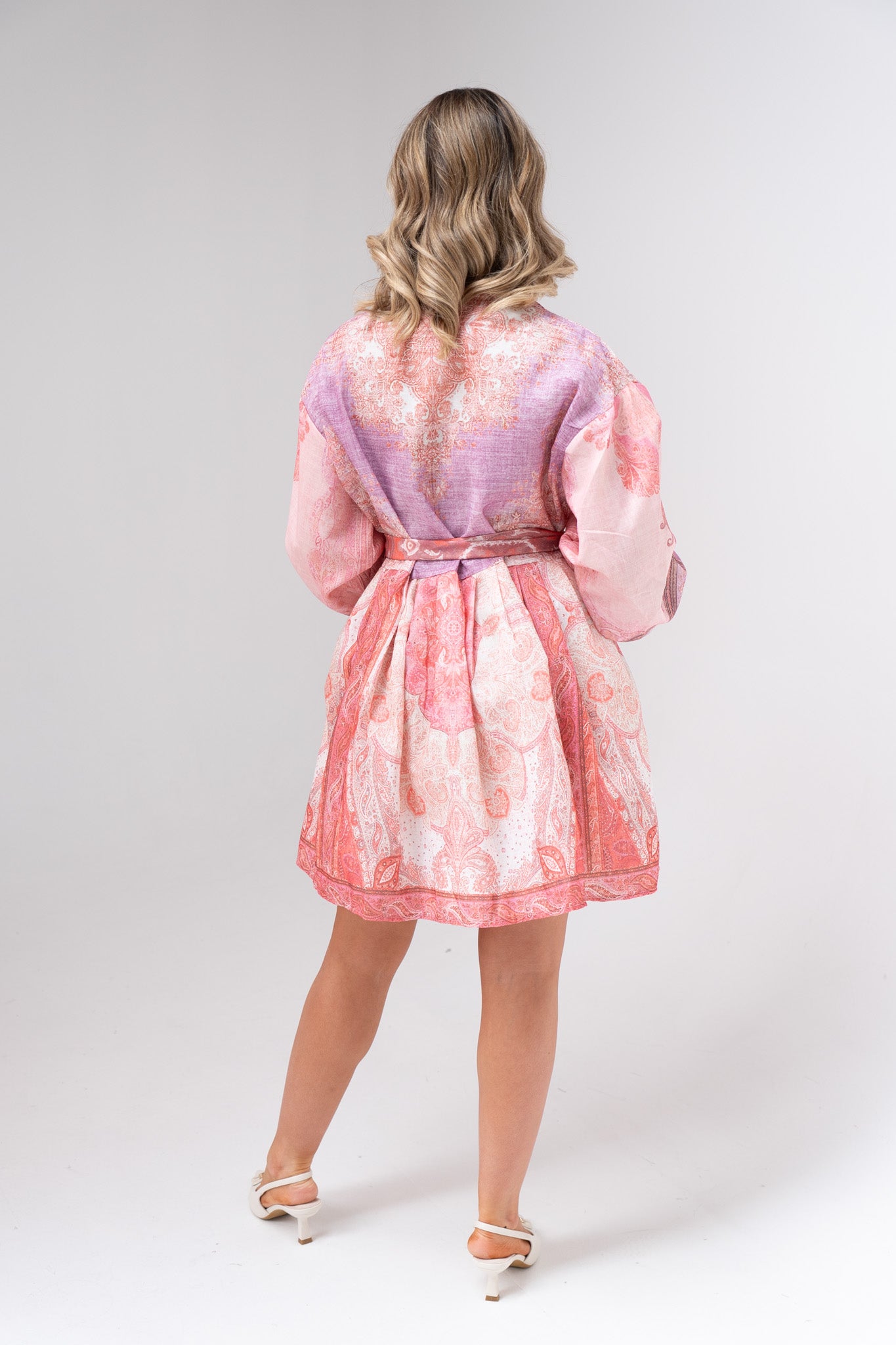 Polly Balloon Sleeve Dress In Pink Print