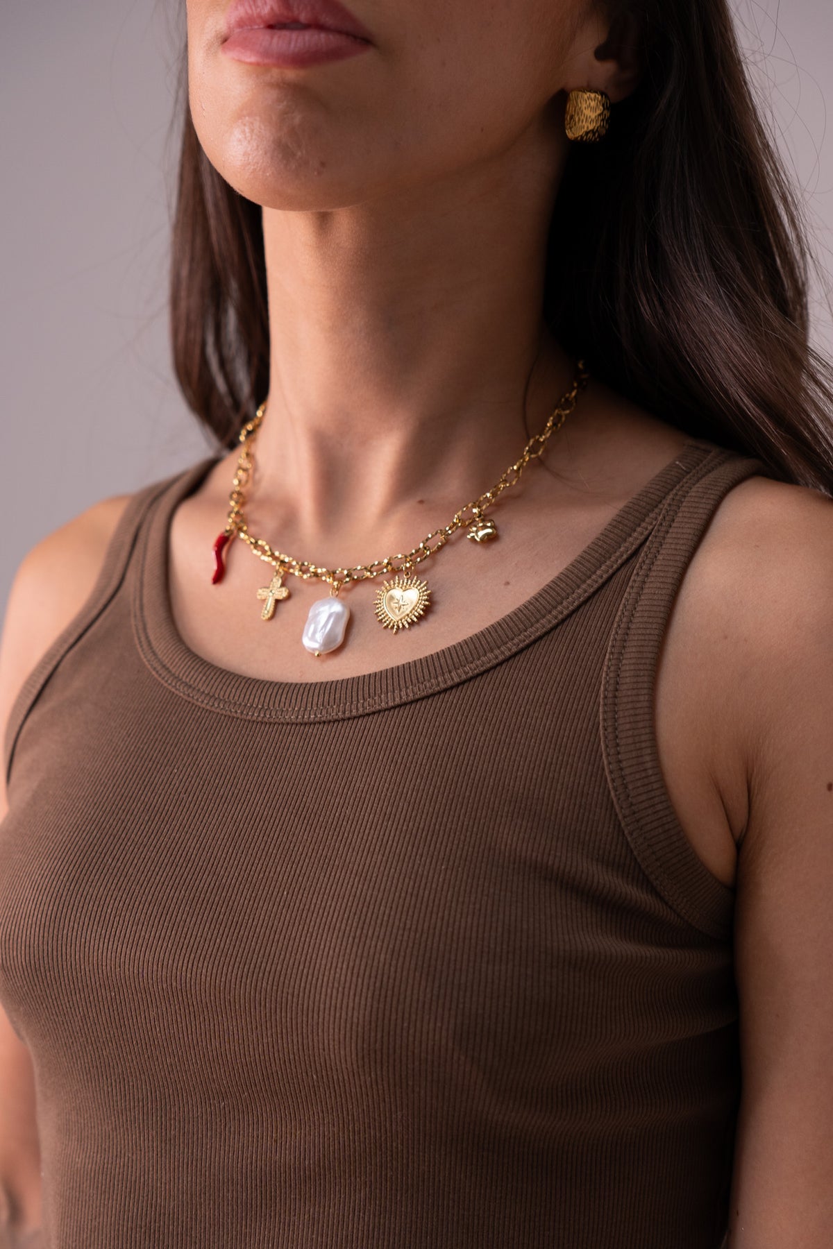Polly Charm Necklace In Gold