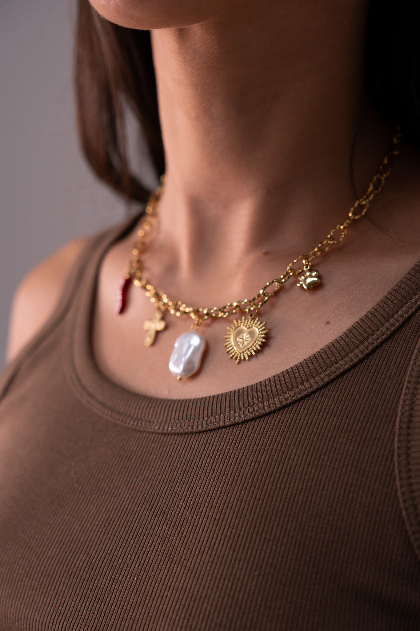 Polly Charm Necklace In Gold