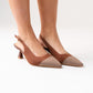 Polly Contrast Toe Slingback In Chocolate