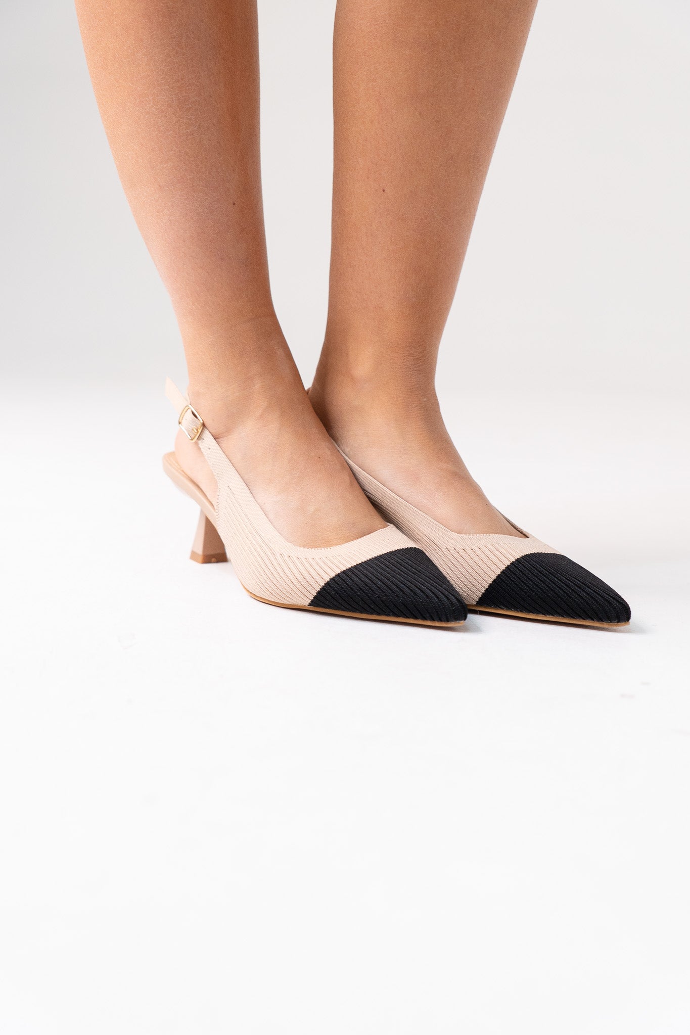 Polly Contrast Toe Slingback In Neutral