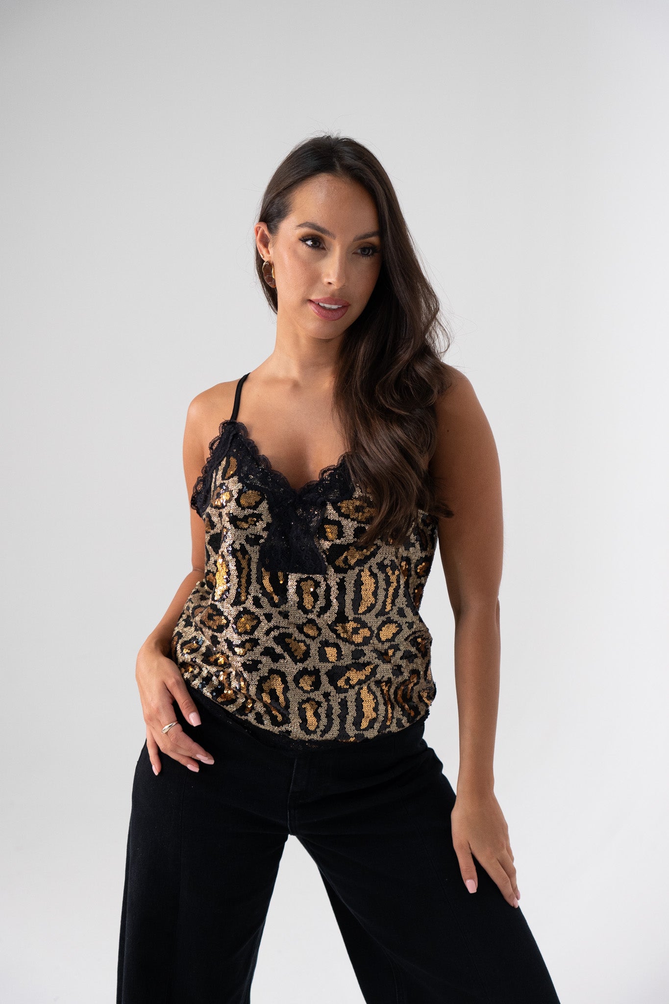 Polly Embellished Cami In Leopard Print