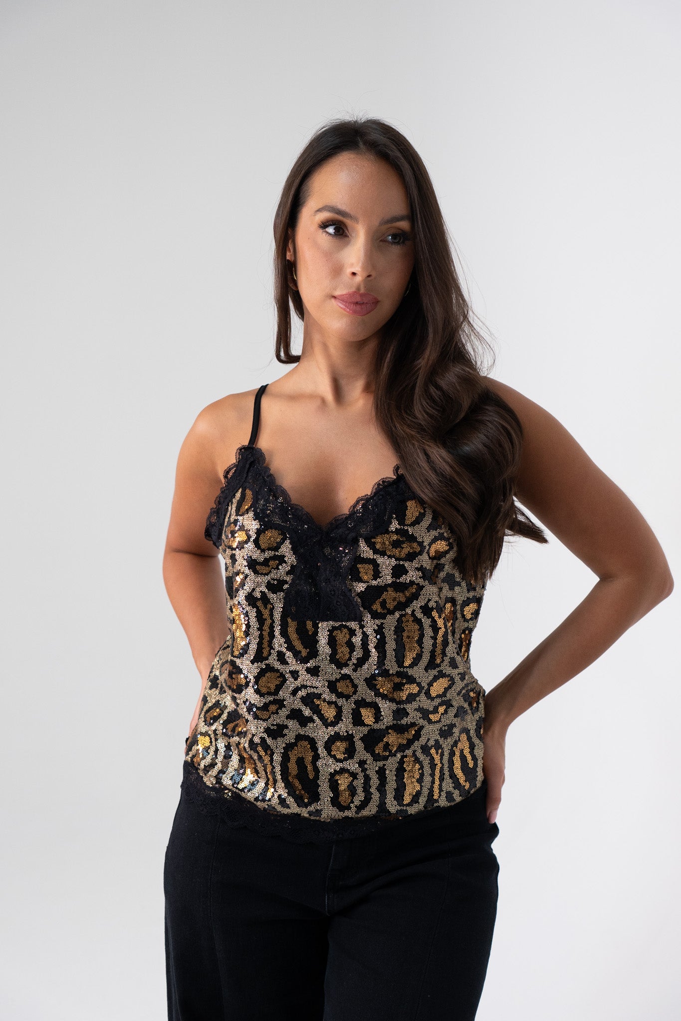 Polly Embellished Cami In Leopard Print