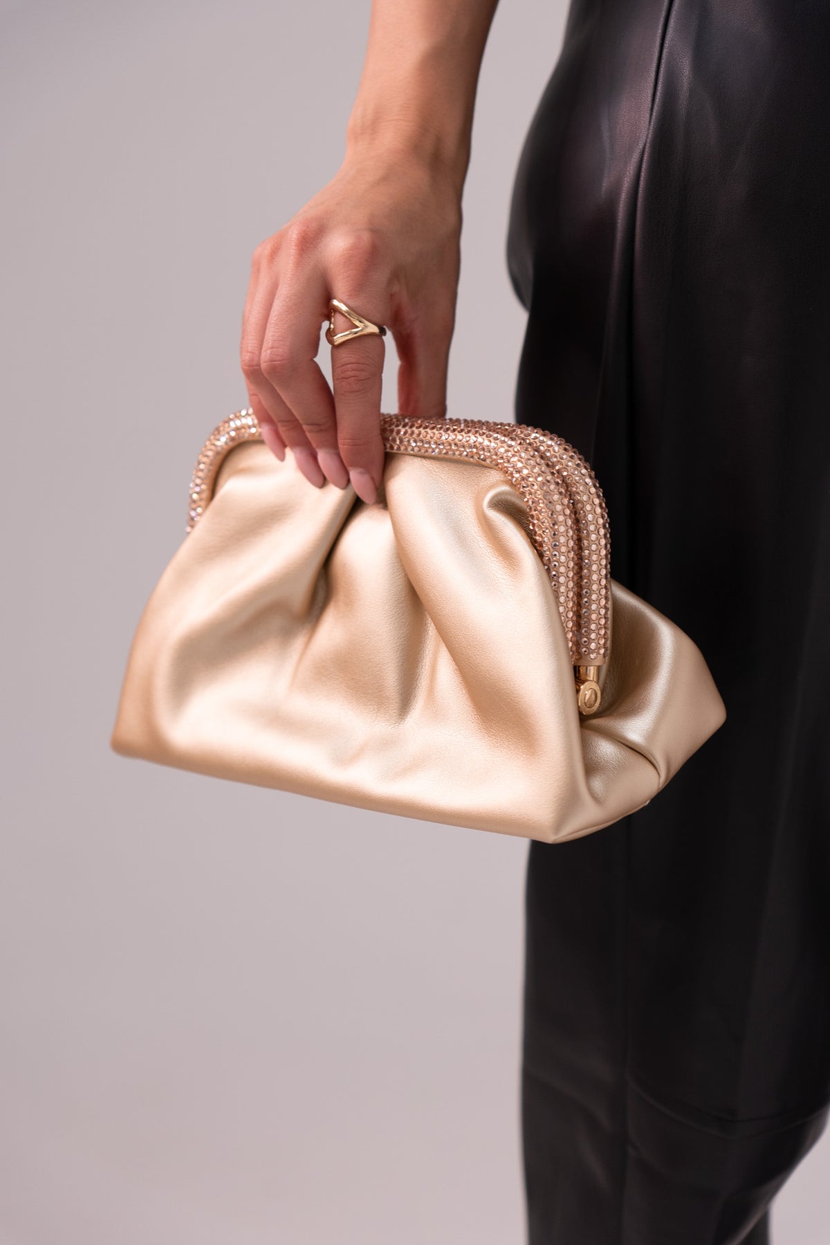 Polly Embellished Pouch Bag In Gold