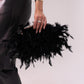 Polly Feather Clutch Bag In Black