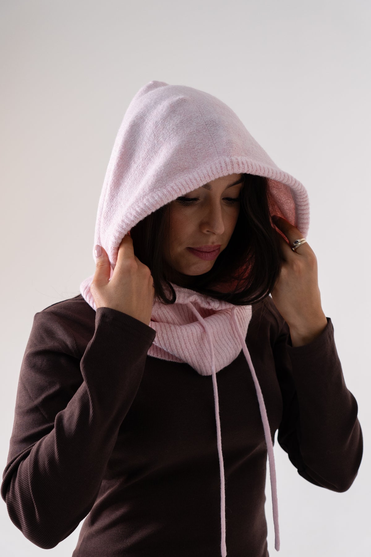 Polly Knit Hood In Rose Pink