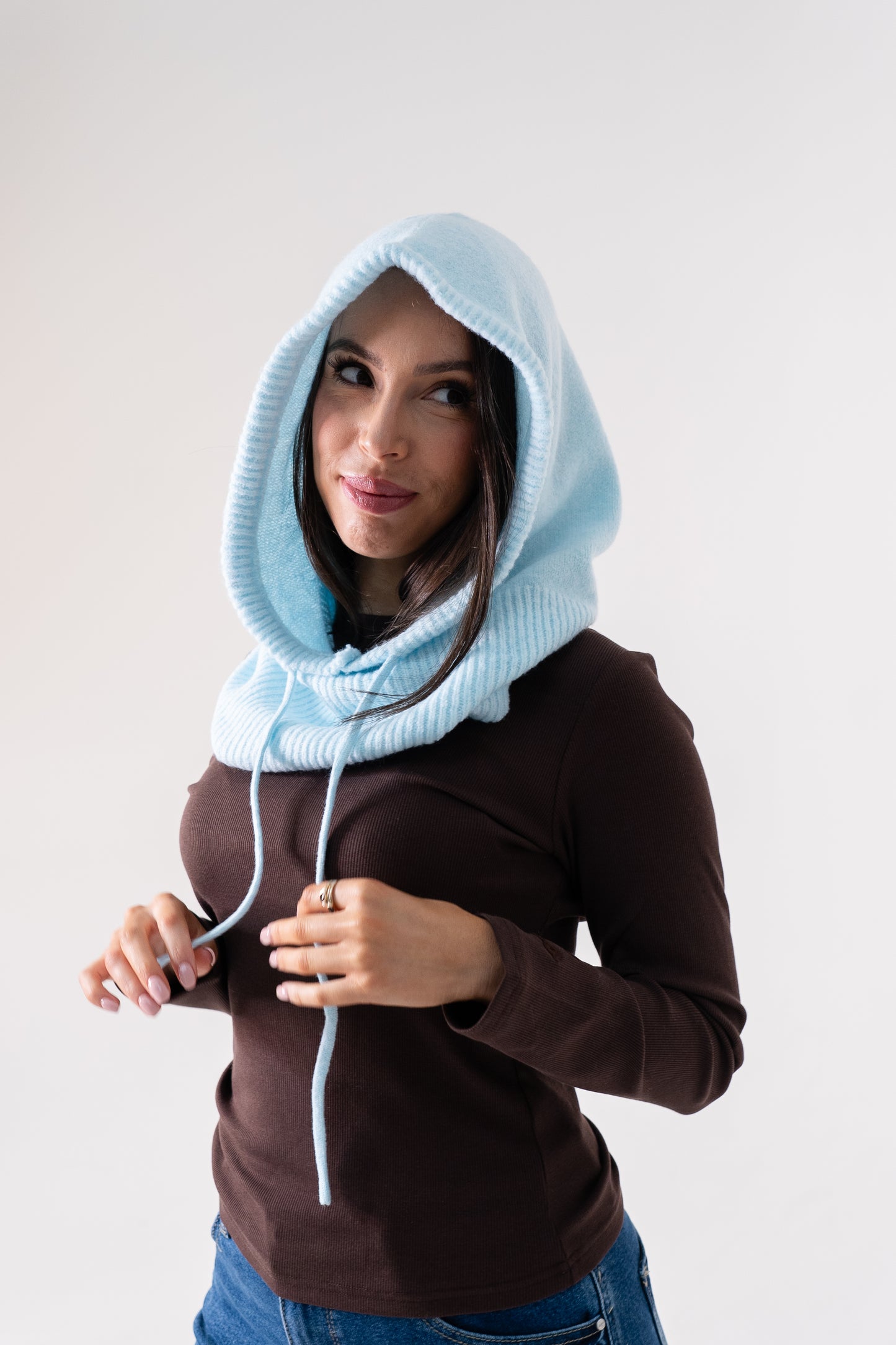 Polly Knit Hood In Sky Blue