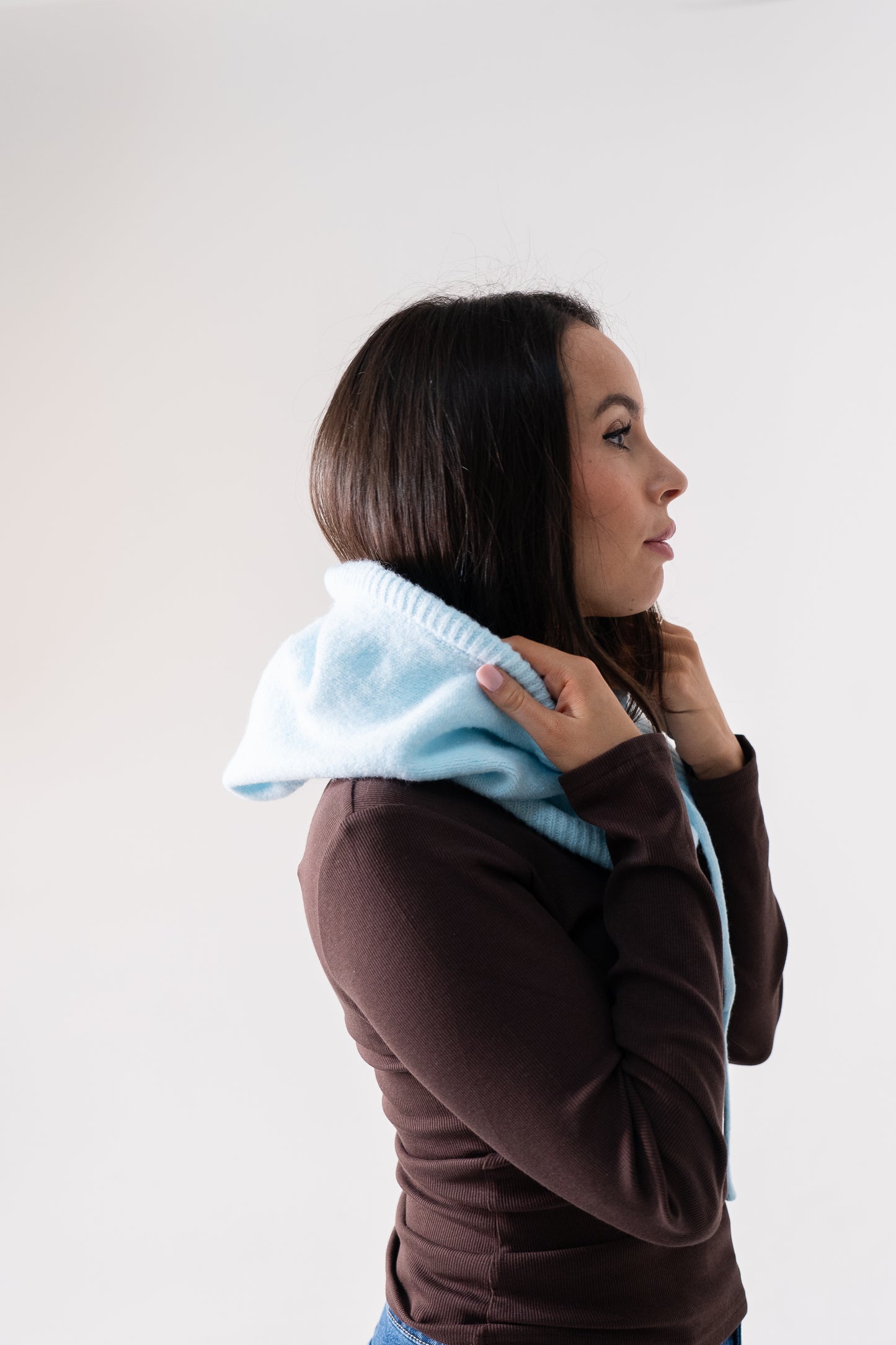 Polly Knit Hood In Sky Blue
