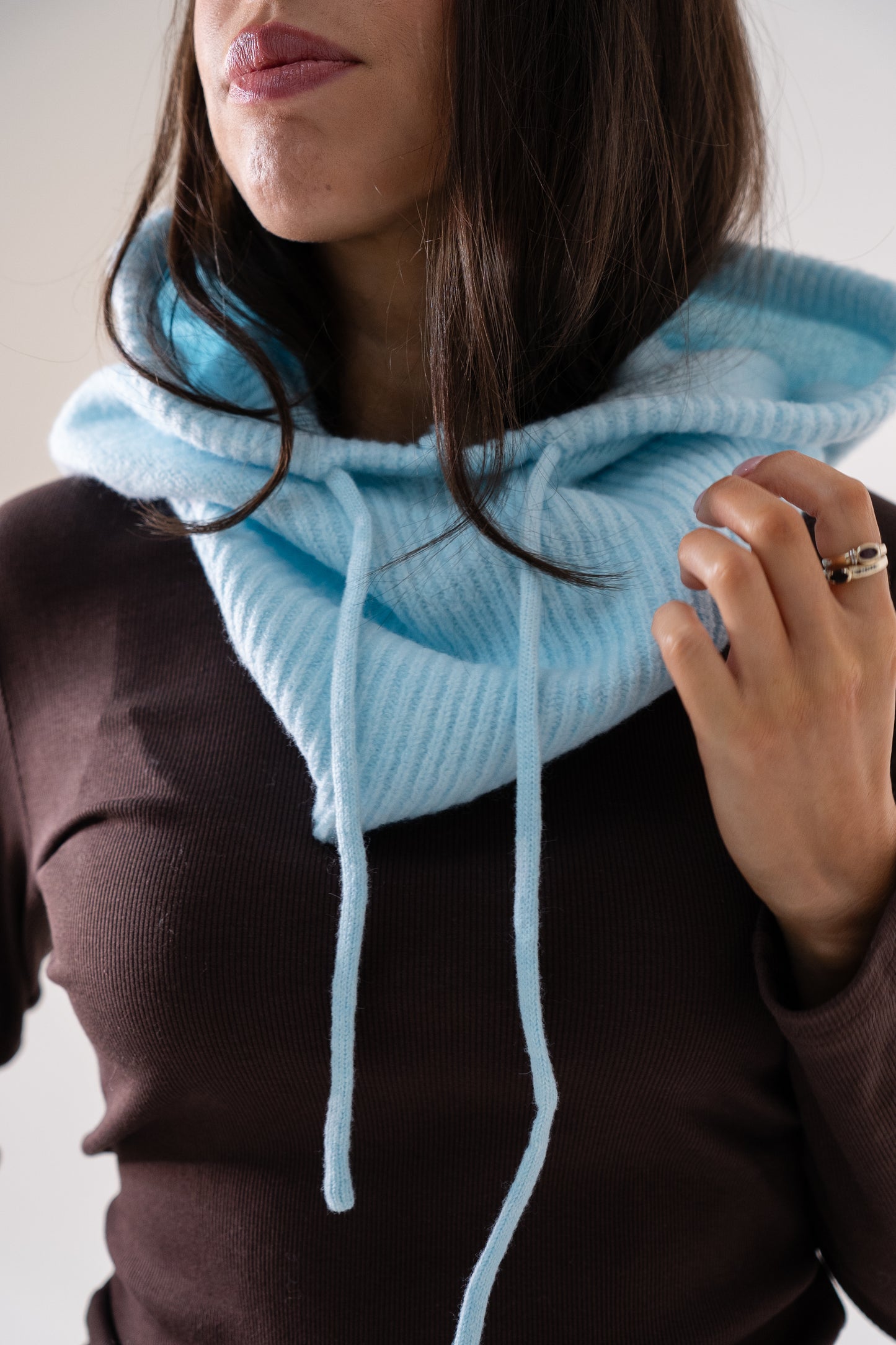 Polly Knit Hood In Sky Blue
