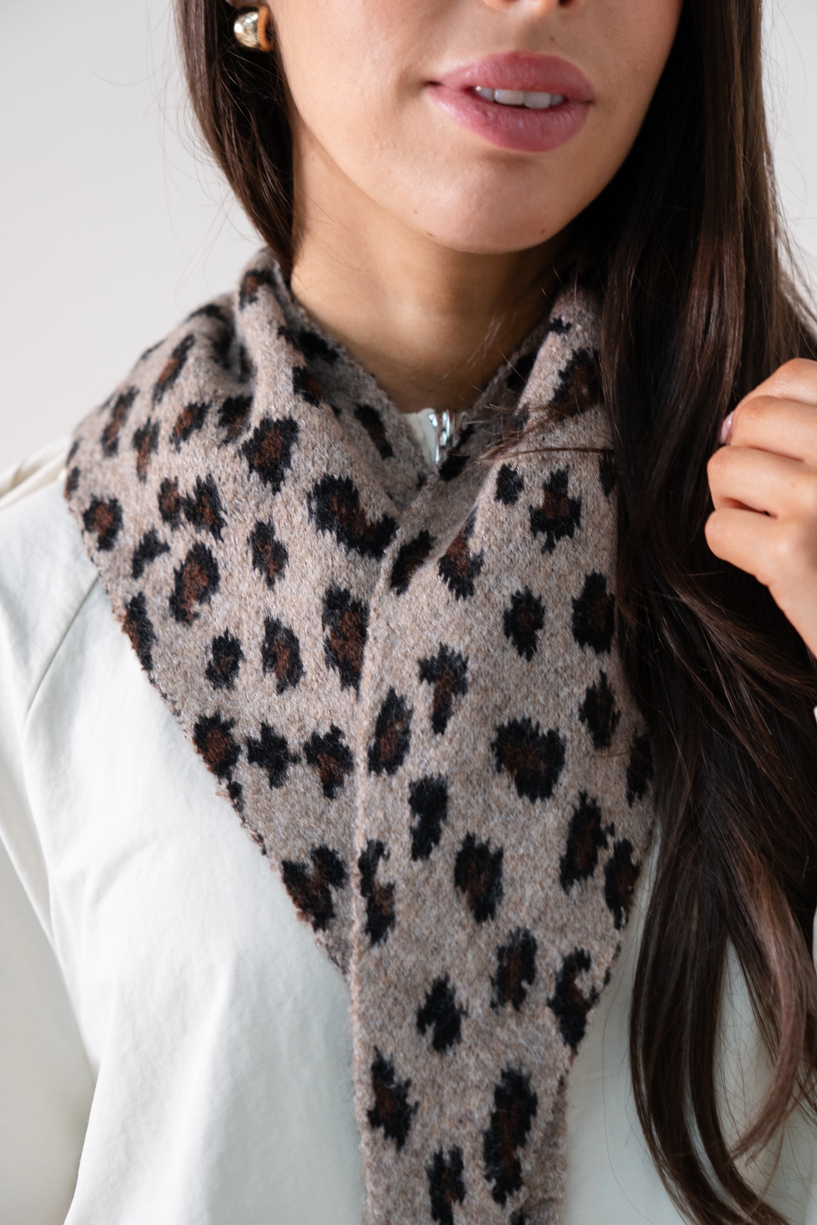 Polly Leopard Knit Neck Scarf In Taupe – The Walk in Wardrobe