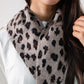 Polly Leopard Knit Neck Scarf In Taupe