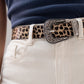 Polly Leopard Print Belt In Tan