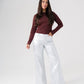 Polly Metallic Flared Trousers In Silver