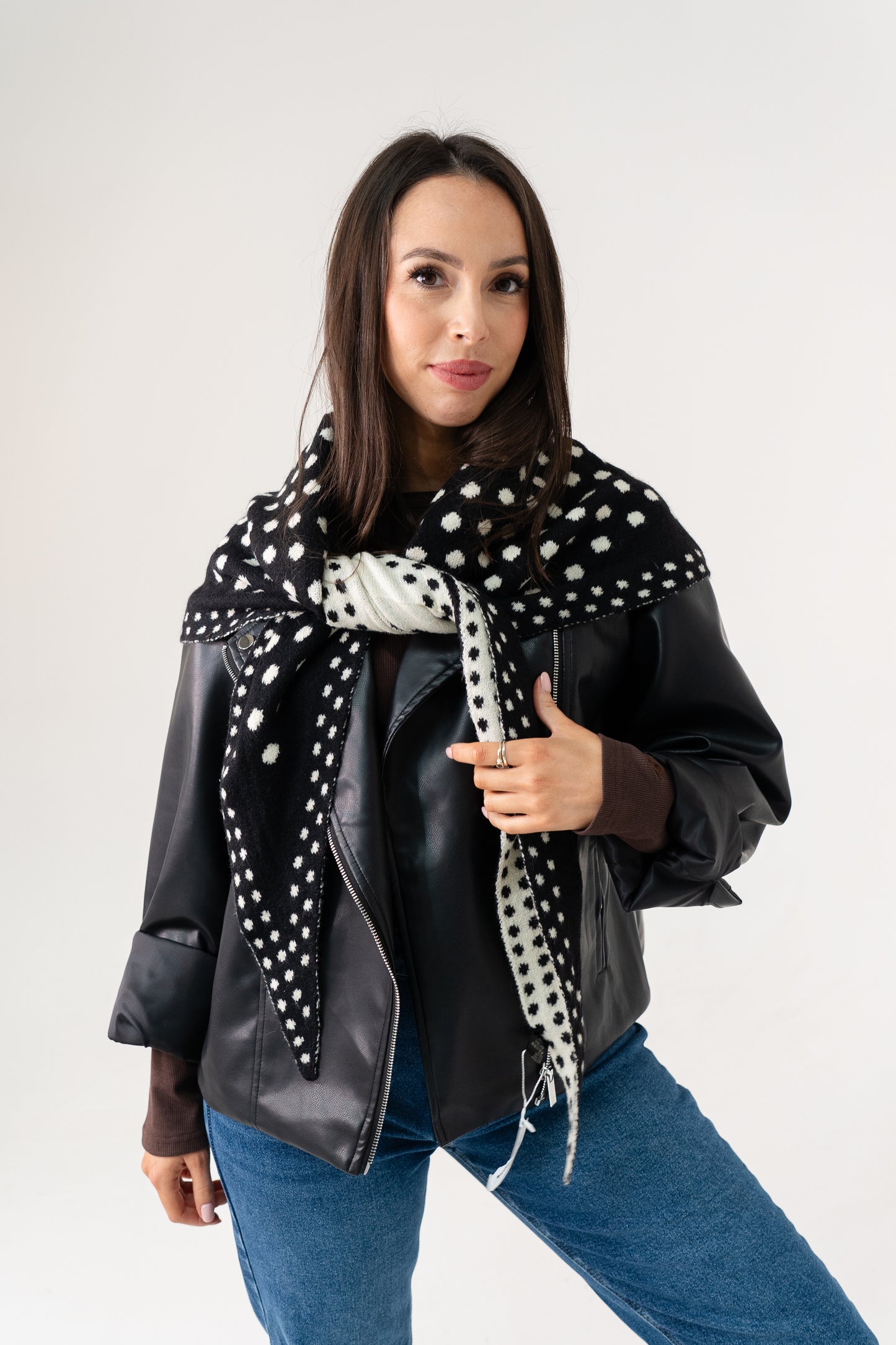 Polly Polka Dot Scarf In Black