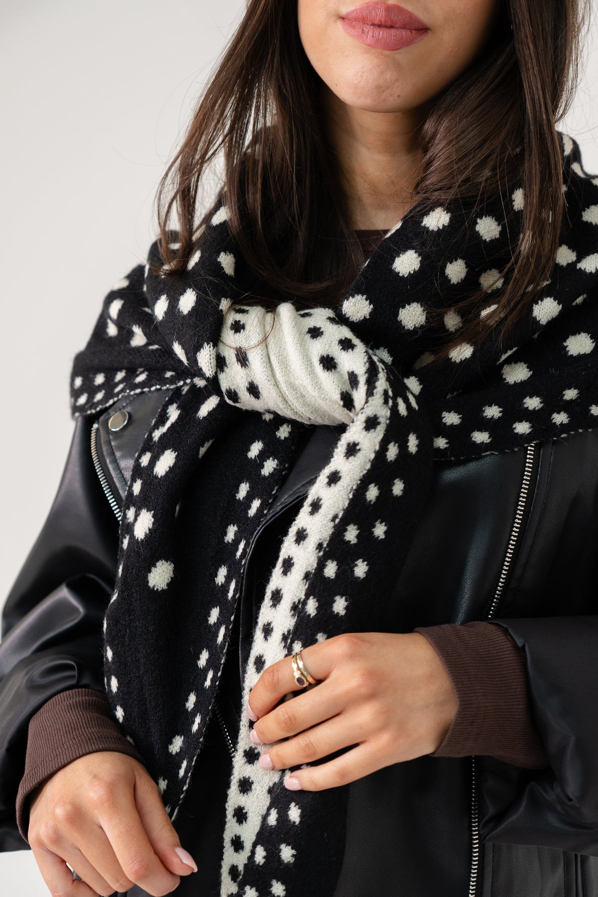 Polly Polka Dot Scarf In Black