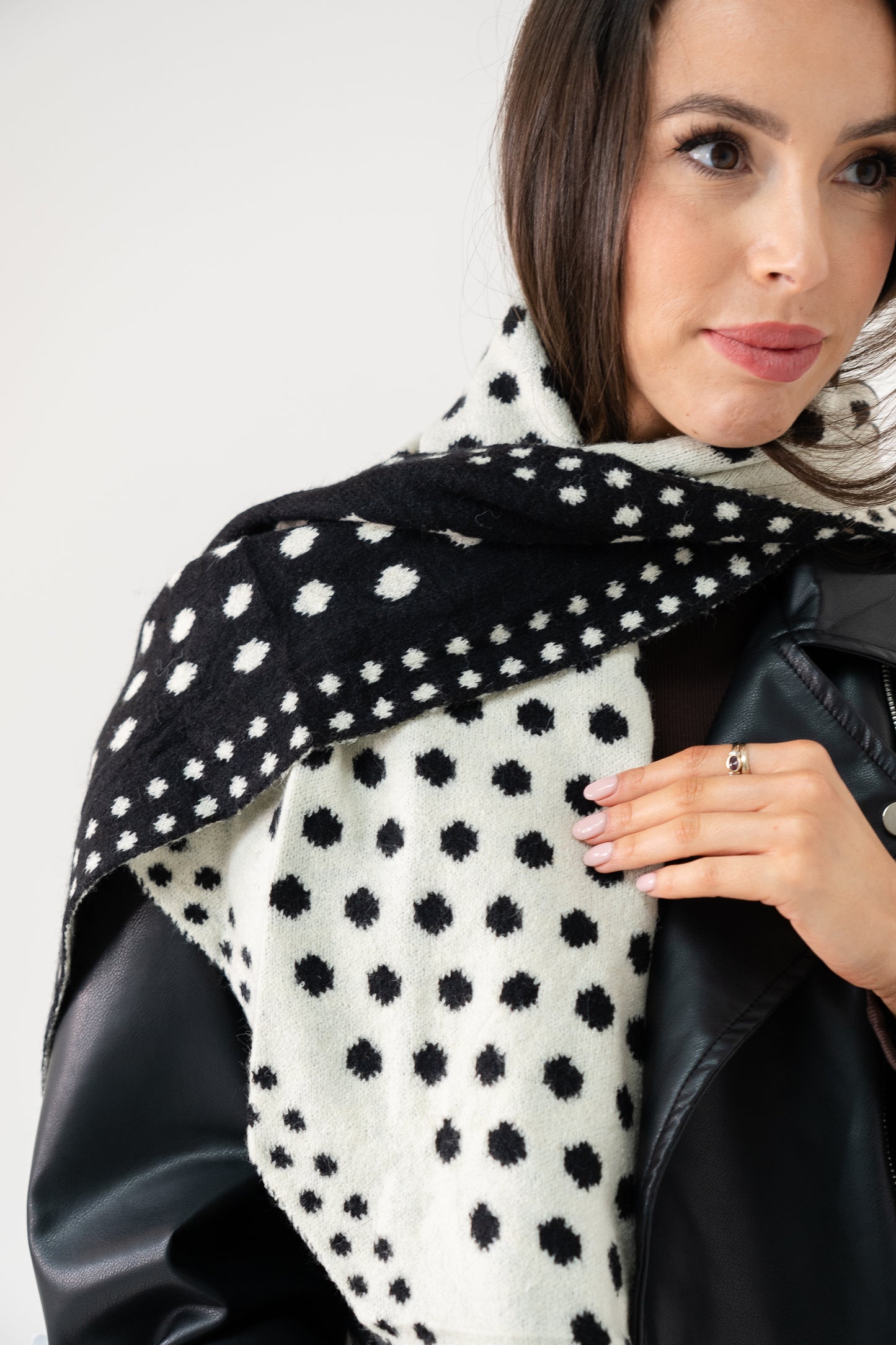 Polly Polka Dot Scarf In Black
