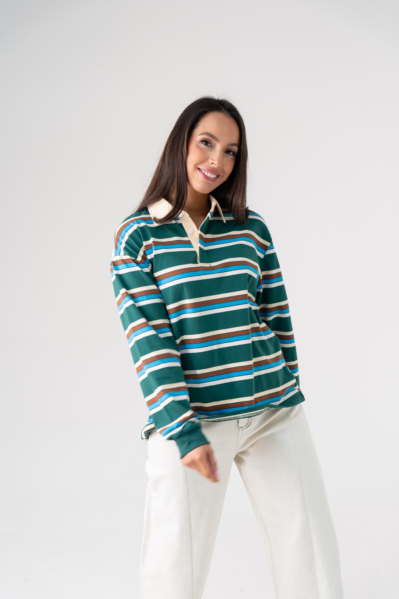 Polly Rugby Top In Green Mix
