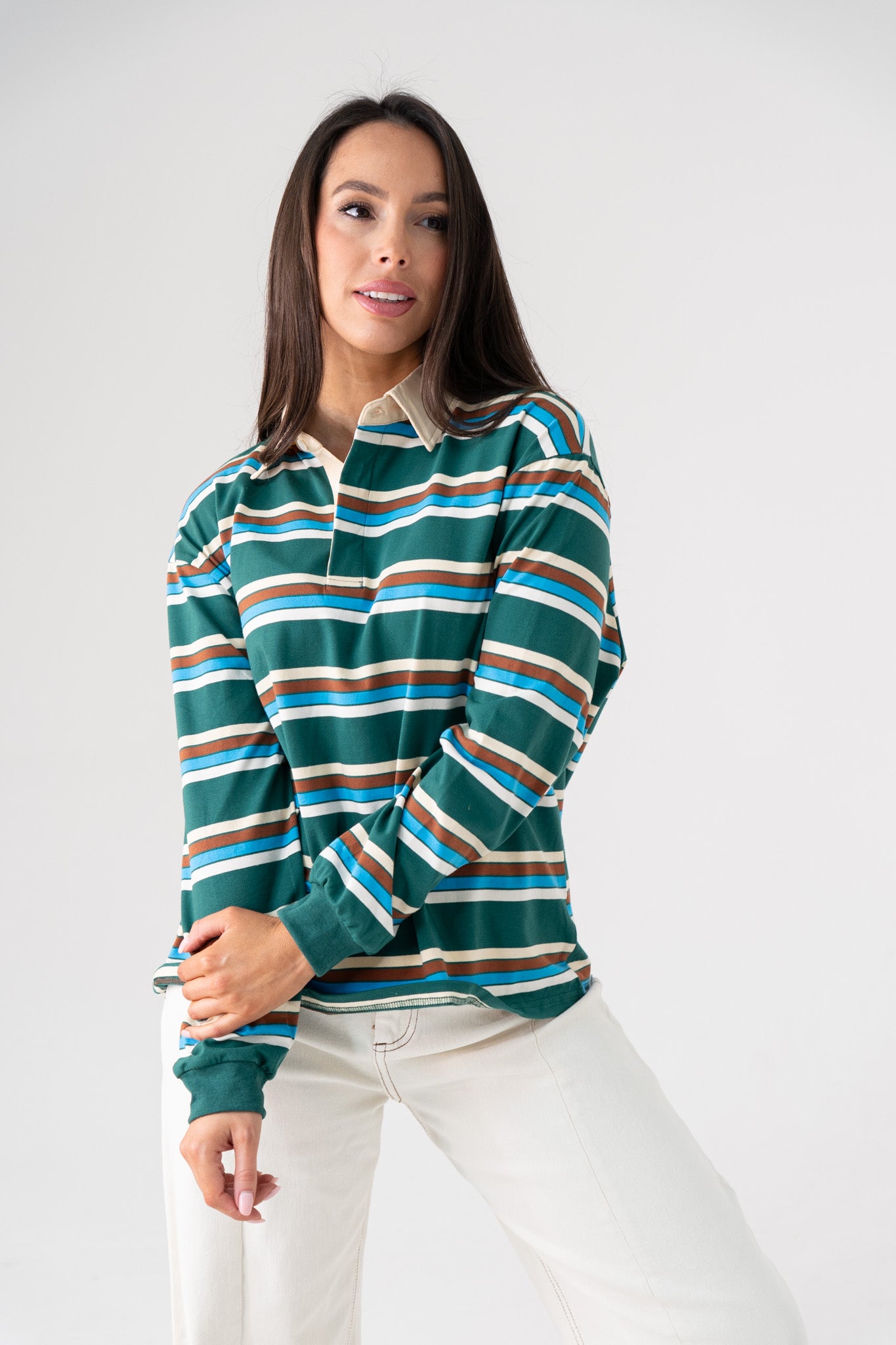 Polly Rugby Top In Green Mix