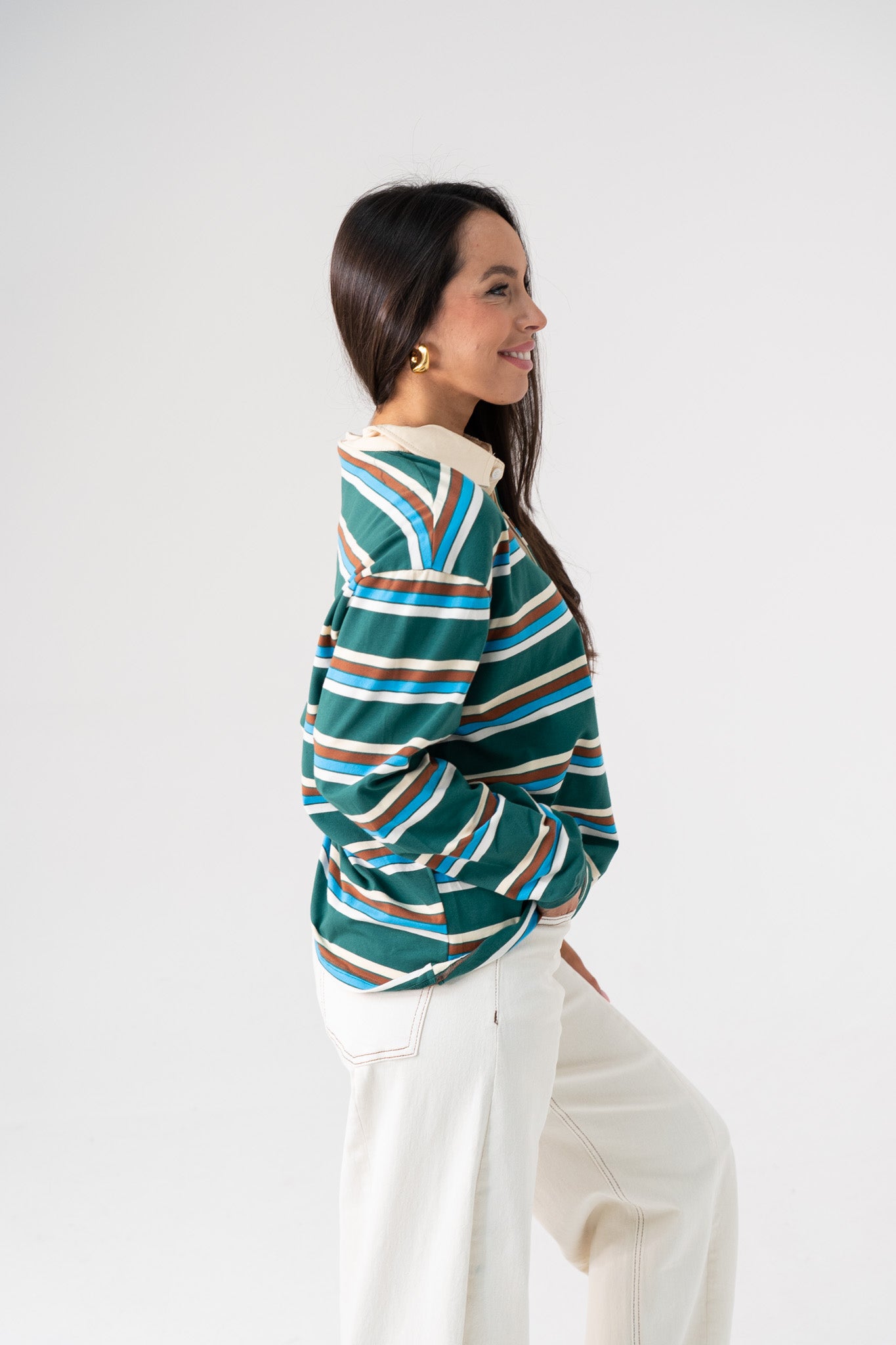 Polly Rugby Top In Green Mix