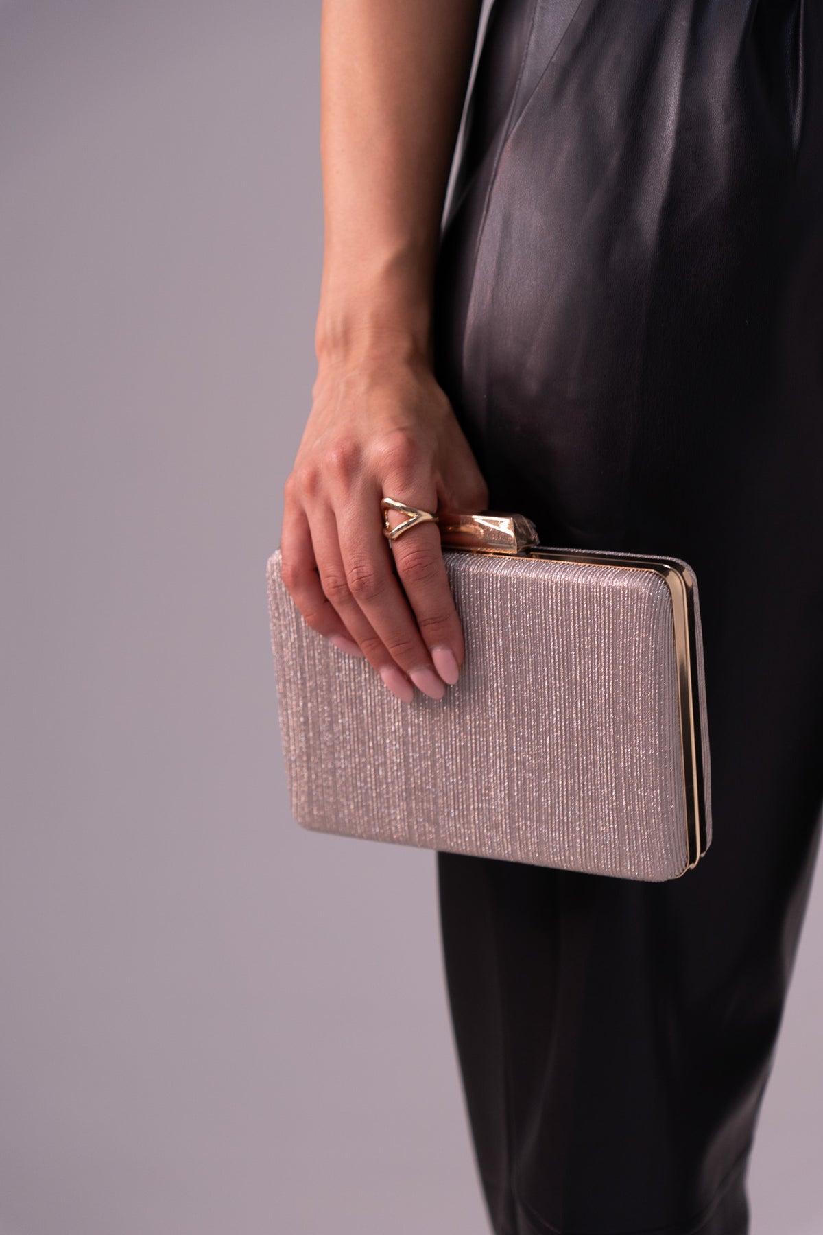Polly Square Clutch Bag In Champagne