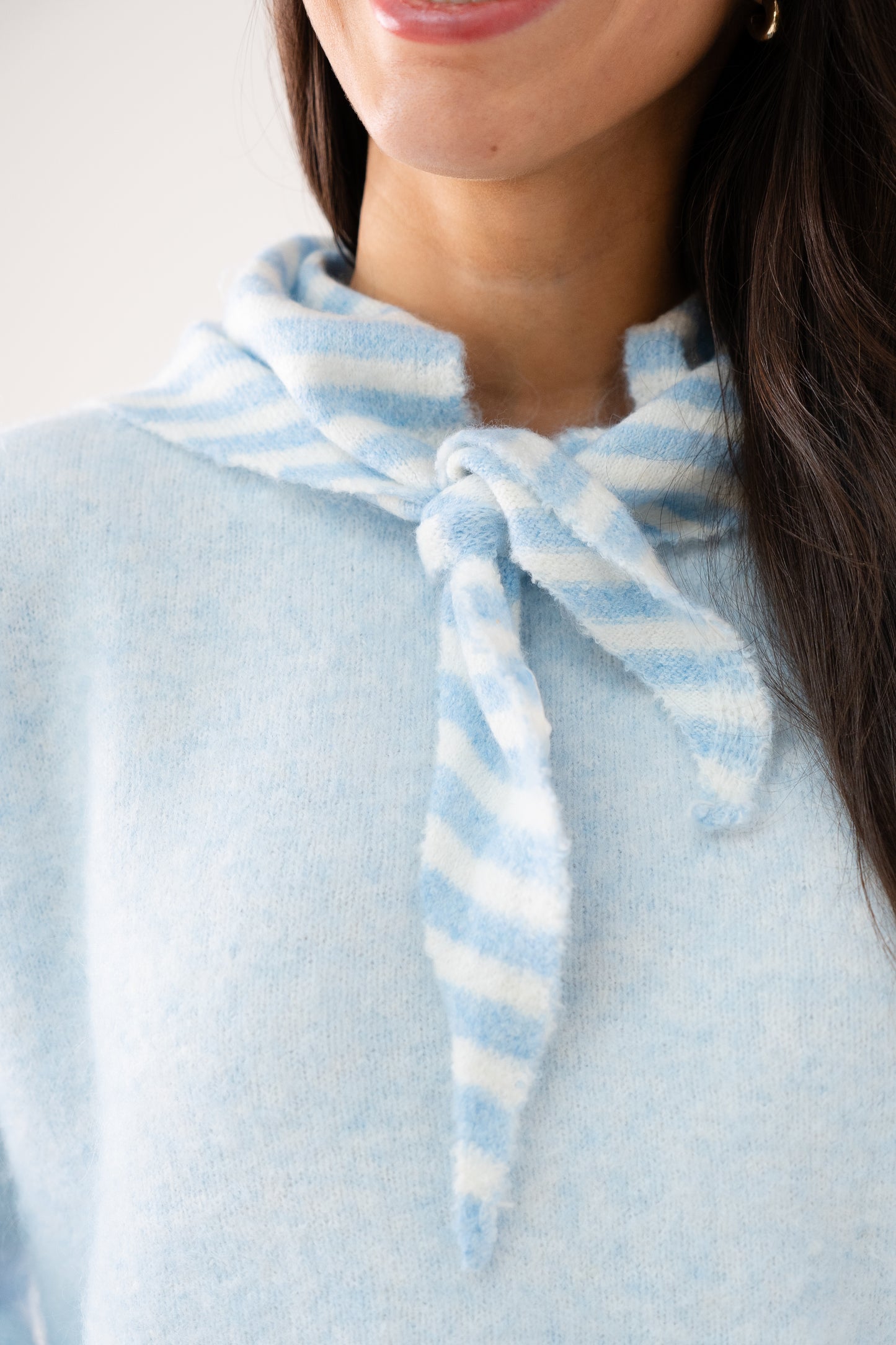 Polly Stripe Knit Neck Scarf In Sky Blue
