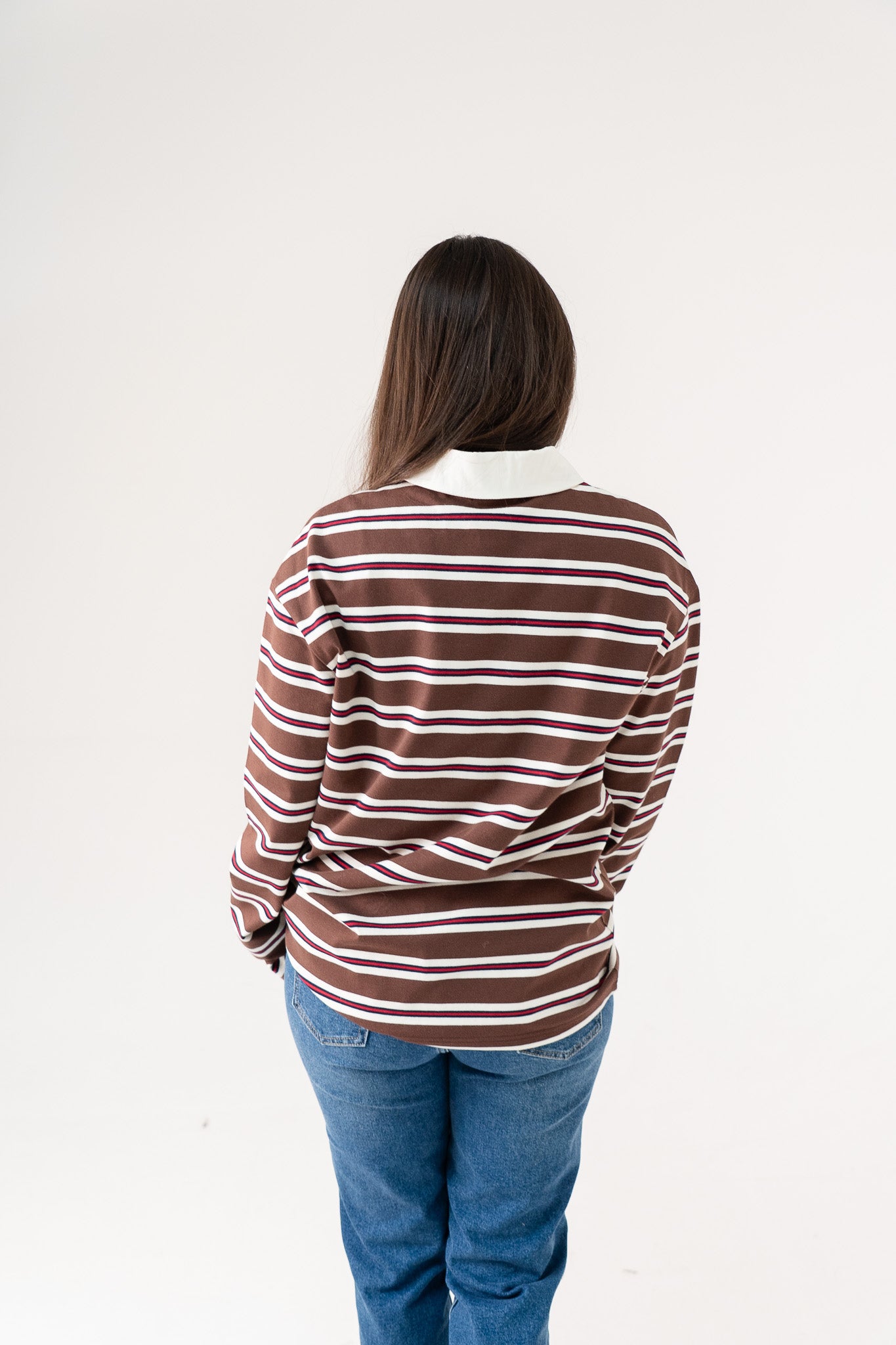 Polly Stripe Rugby Top In Brown
