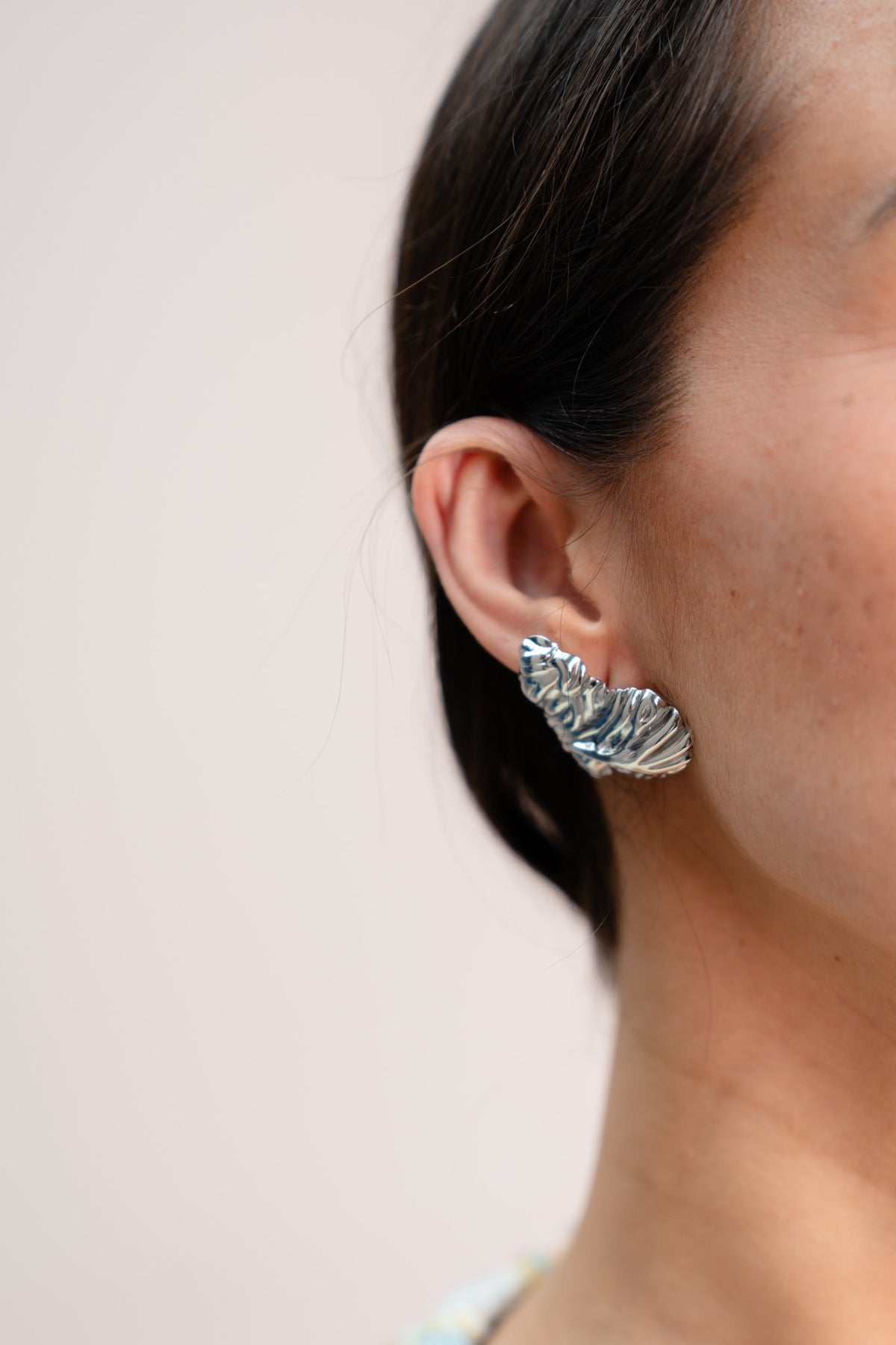 Polly Textured Heart Earrings In Silver