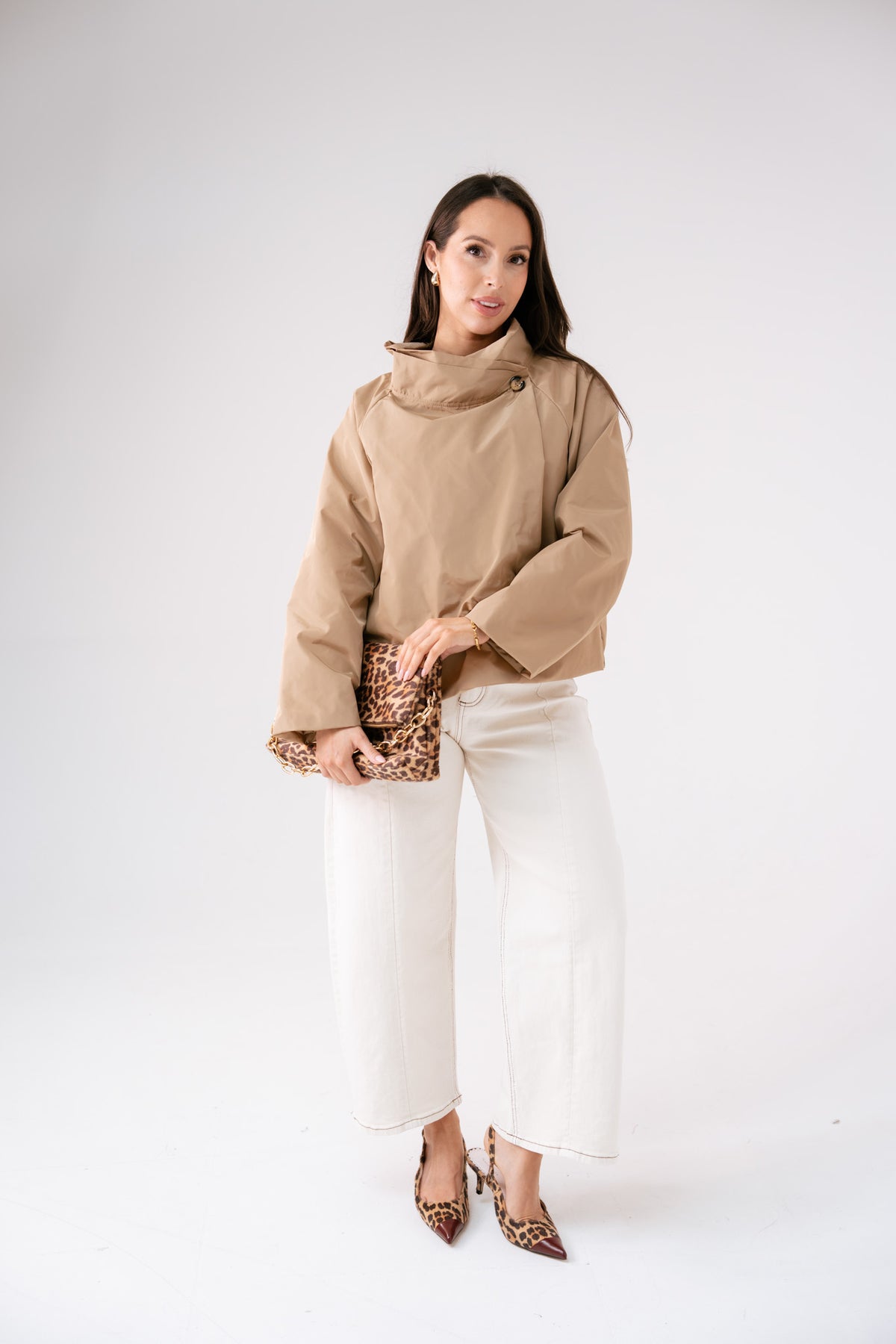 Polly Wrap Front Jacket In Camel