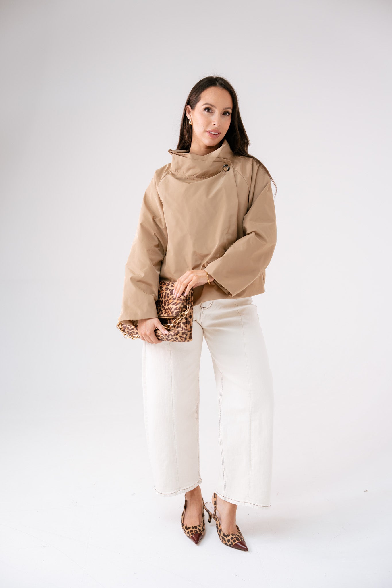 Polly Wrap Front Jacket In Camel