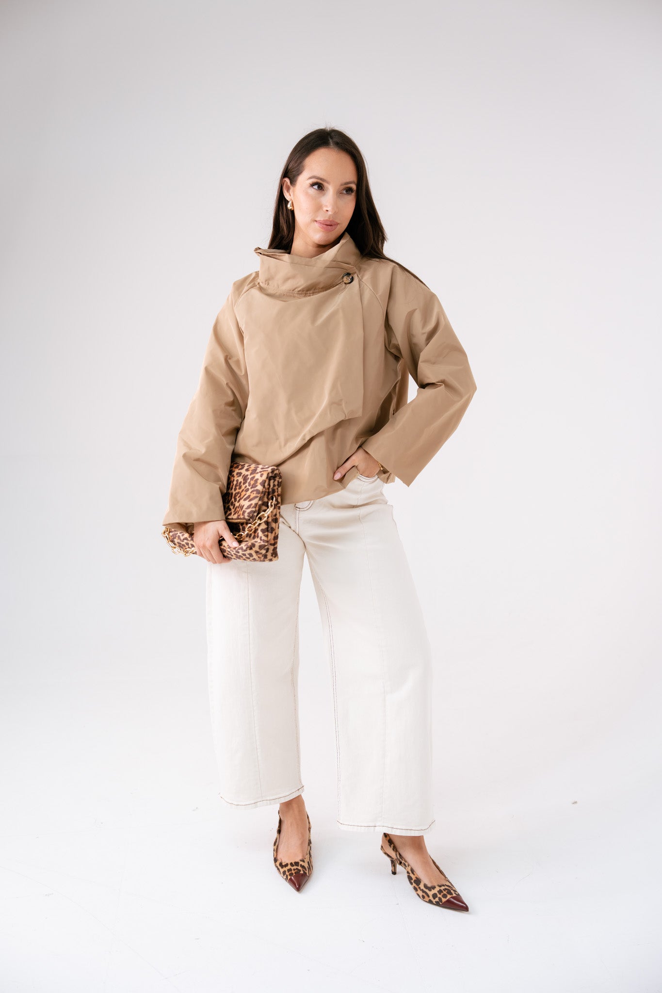 Polly Wrap Front Jacket In Camel