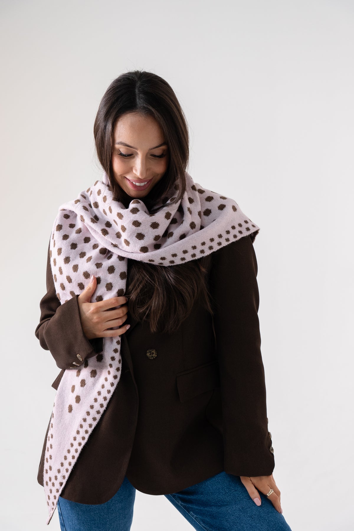 Polly Polka Dot Scarf In Pink