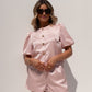 Polly Satin Mix Two Piece In Pink