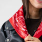 Orla White Print Neck Scarf In Red