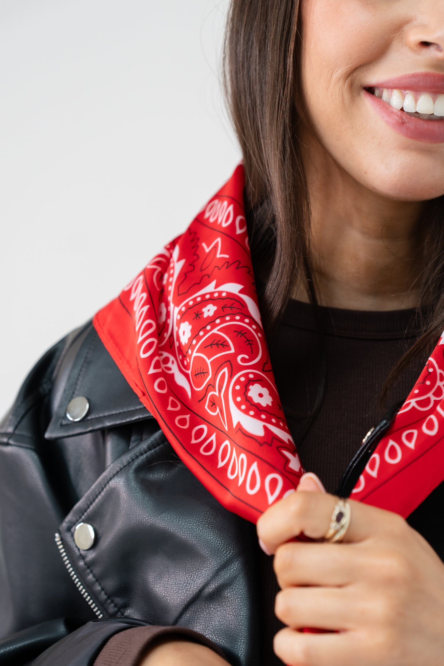 Orla White Print Neck Scarf In Red