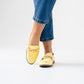 Sadie Buckle Faux Leather Loafer In Lemon