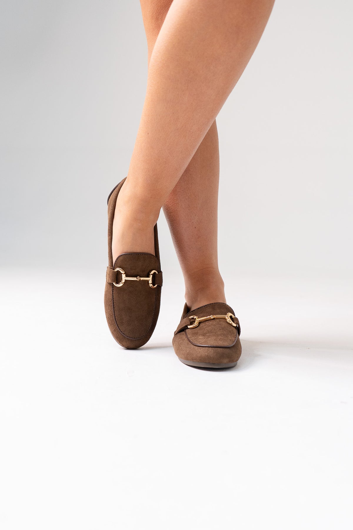 Sadie Faux Suede Loafer In Chocolate