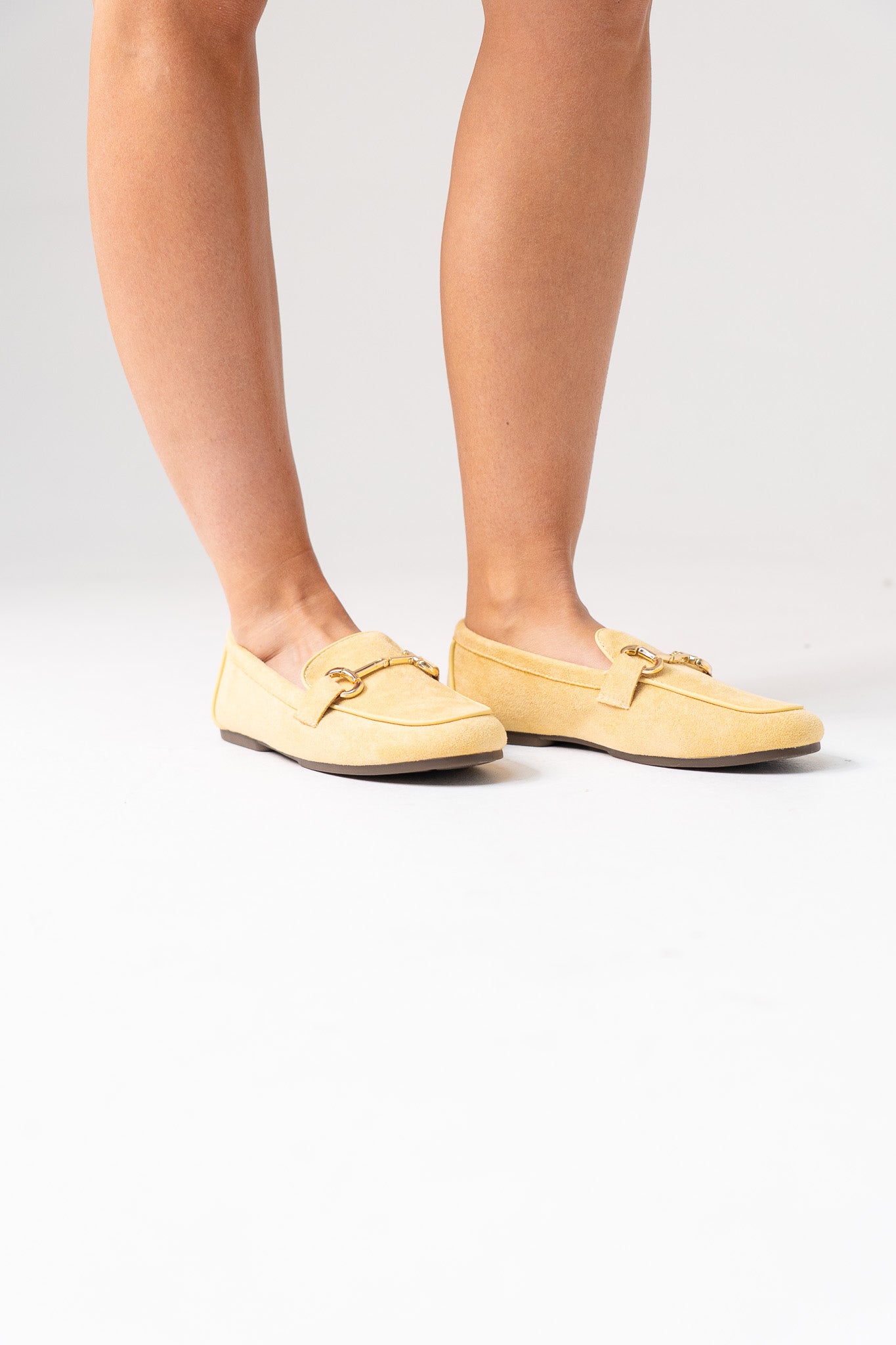 Sadie Faux Suede Loafer In Lemon