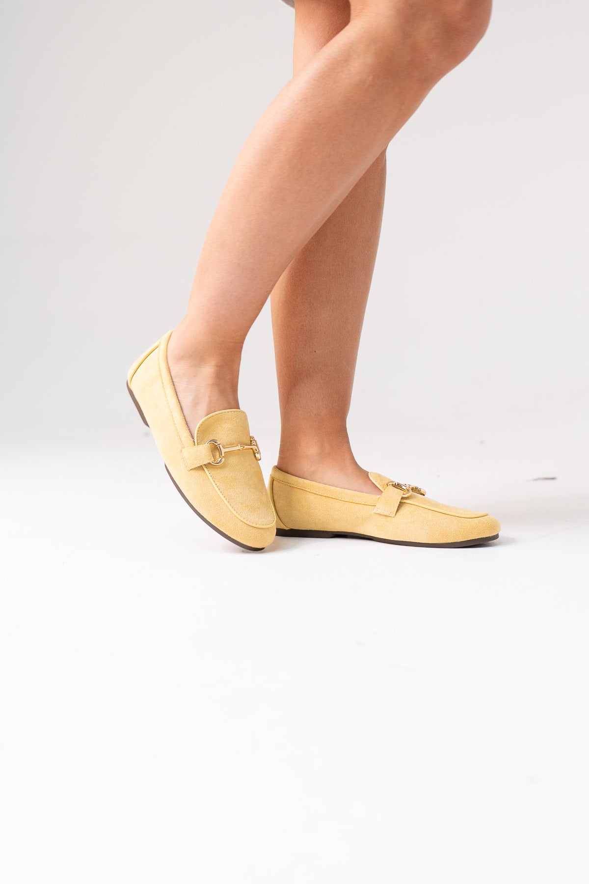 Sadie Faux Suede Loafer In Lemon