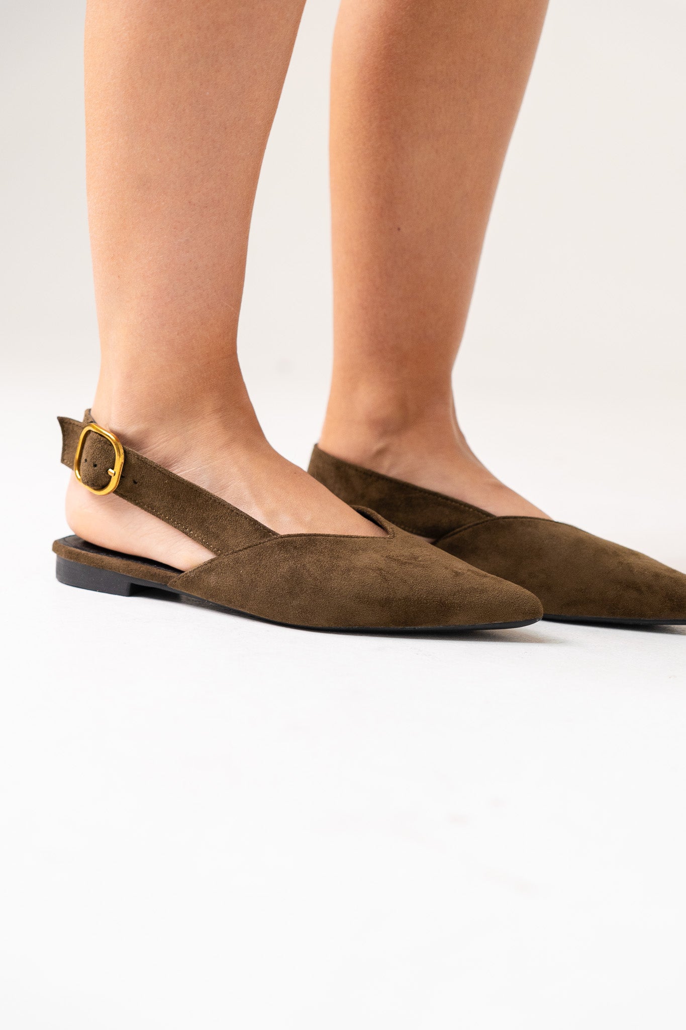 Sadie Faux Suede Slingback Pump In Olive