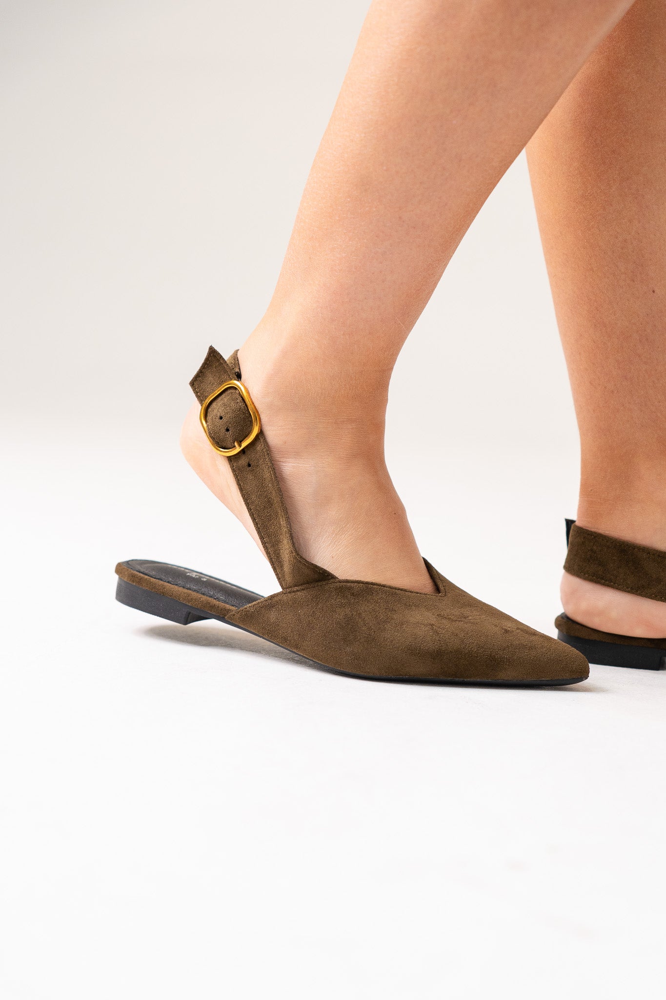 Sadie Faux Suede Slingback Pump In Olive